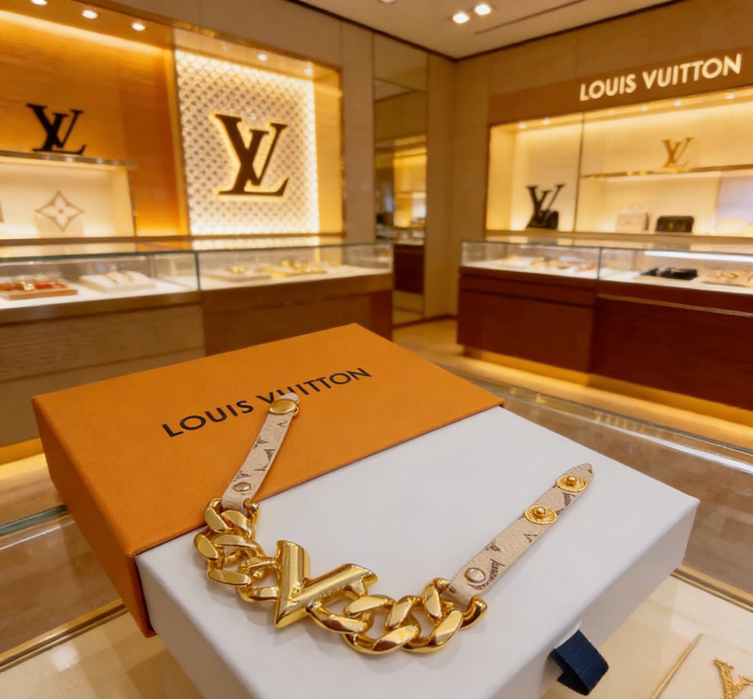 Louis Vuitton Gold Tone Chain Bracelet Louis Vuitton Gold Tone Chain Bracelet